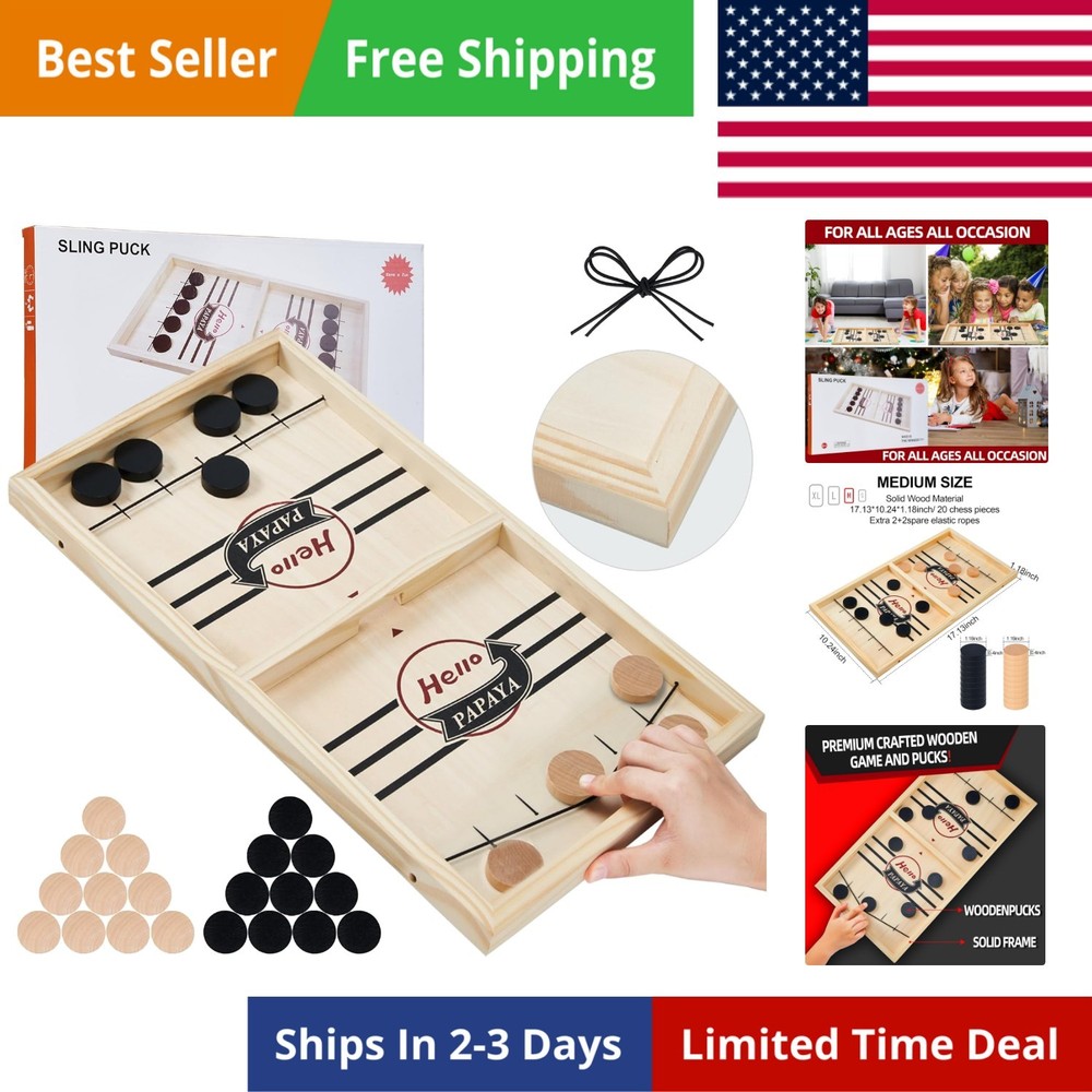 Fast Sling Puck Game – Your Speed and Accuracy with This Fast-Paced Wooden A…
