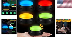 Vibrant 4 Piece Recordable Buzzer Set with Light-Up Feature for Trivia Games