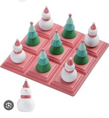 Tic Tac Toe Game with 3D Snowman & Tree Pieces,Fun Board Game Coffee Table Decor