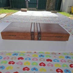 VTG Rummikub Tile Game in Brown Faux Leather Briefcase Missing 1 Tile