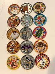 Lot 15 Vintage ¡MUCHA LUCHA! Metalix Tazos Metal Pogs Perro Kelvin Cabeza Rare