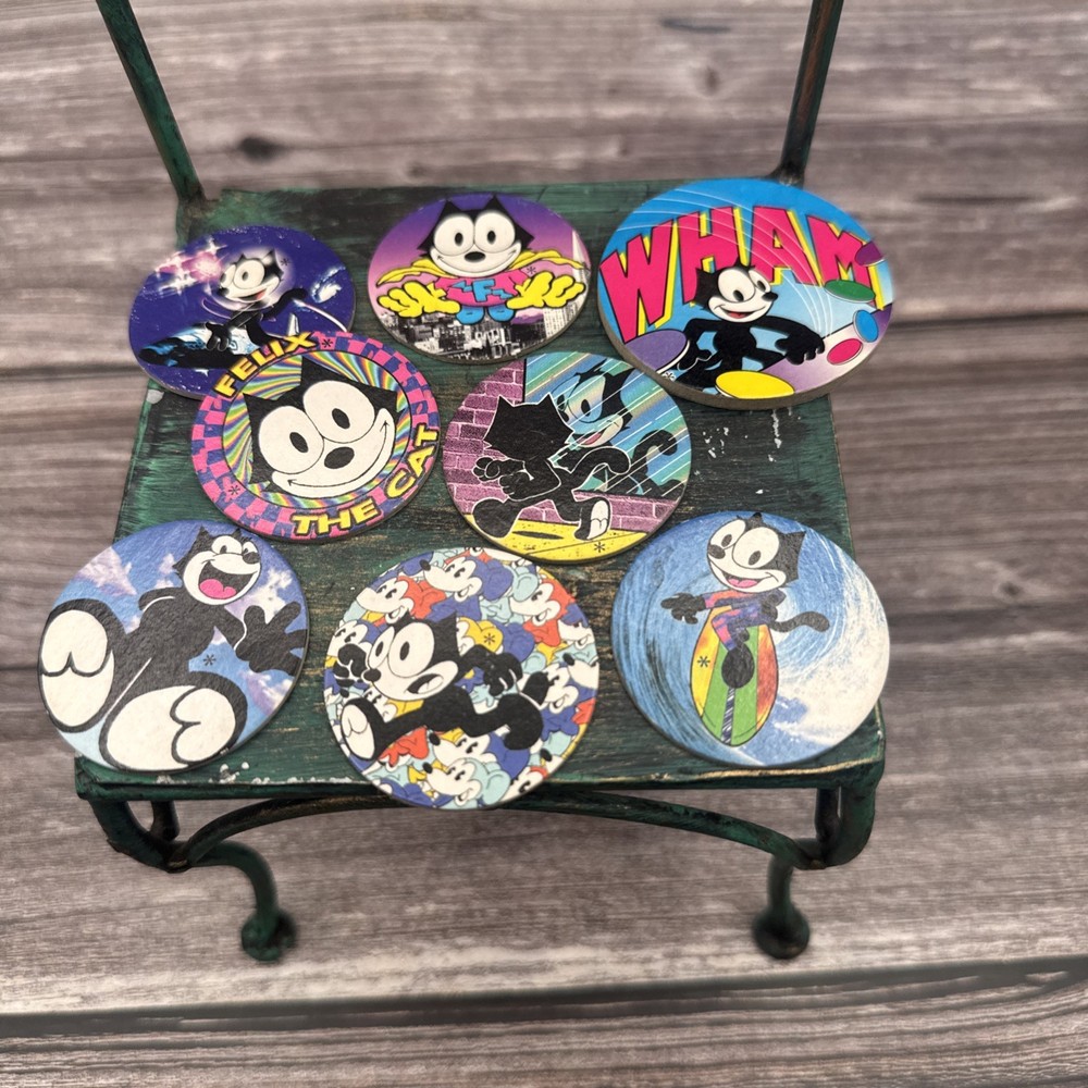 Vintage Various Felix the cat pogs Lot Of 8 1990’s Rare