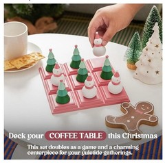 Tic Tac Toe Game with 3D Snowman & Tree Pieces,Fun Board Game Coffee Table Decor