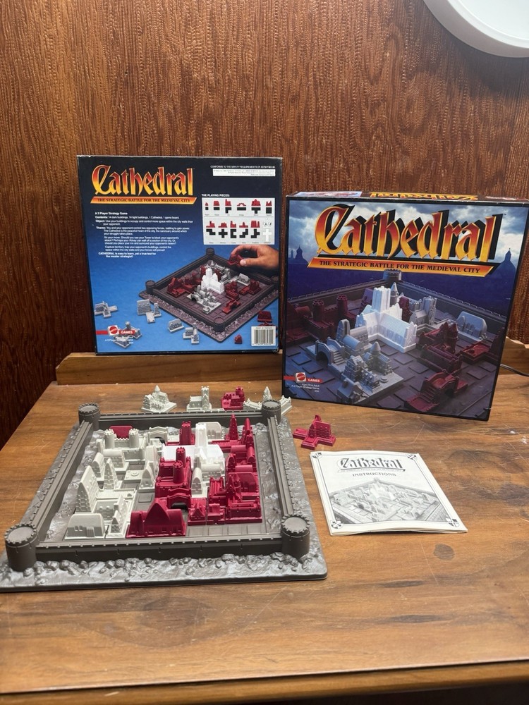 1986 Mattel Cathedral Board Game Strategic Battle Medieval City – Complete
