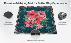 Mahjong Mat 4mm Extra Thick 33.5 Inch Non-Slip Rubber Rolled Printed Rules & Bag