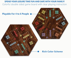 20″ Wood Wahoo Marble Board Game, 4-6 Players, 2-Sided, Rustic Brown