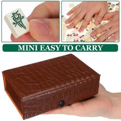 Portable Mahjong Set Mini Travel Game with 144 Tiles Dice and Compact Case fo…