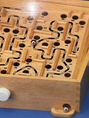 Vtg Labyrinth Premier Edition All Wood Solitaire Game Of Skill * No Balls*