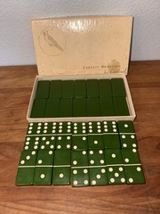 1940s Catalina Dominoes by Cardinal GREEN No. 500 With Original Box. Very Nice