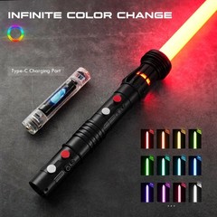 Light Saber Double Blades RGB 3.0 Smooth Swing 16 Sound Fonts Black DAMIENSABER