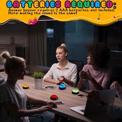 Vibrant 4 Piece Recordable Buzzer Set with Light-Up Feature for Trivia Games