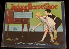 Wilder Indoor Horseshoe Game with Box 1940s Very Nice Graphics Missing Piece