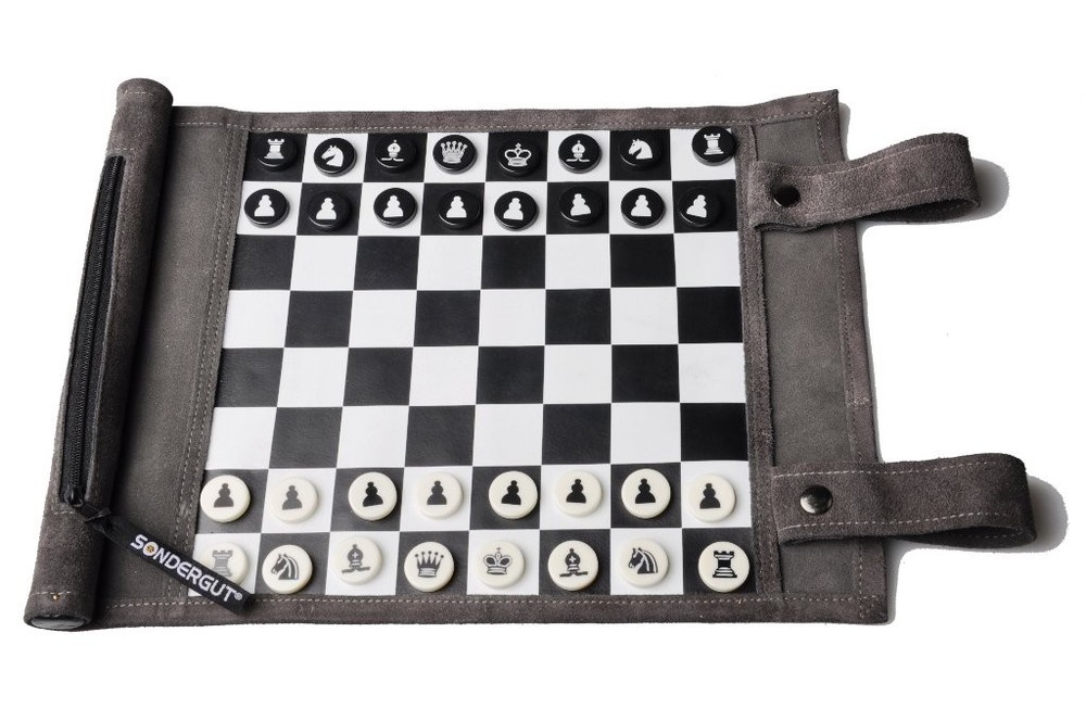 Roll-Up Portable Suede Travel Chess & Checkers Game Set – Compact Perfect for…