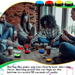 Vibrant 4 Piece Recordable Buzzer Set with Light-Up Feature for Trivia Games