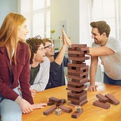 54PCS Wooden Tumbling Tower Stacking Game for Kids, Adults, and Families