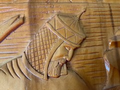 UKRAINE Ooak BACKGAMMON Wood Carved Board Set Bas Relief Knight Woman w/ Arrow