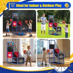 Kids Arcade Basketball Hoop with 4 Balls , Indoor Outdoor Single Shot Basketb…