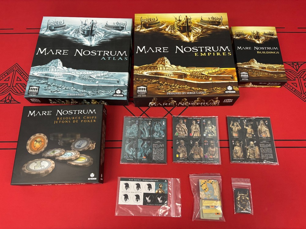 Mare Nostrum Empires Kickstarter Game, Atlas, Buildings, Promos, Resource Chips