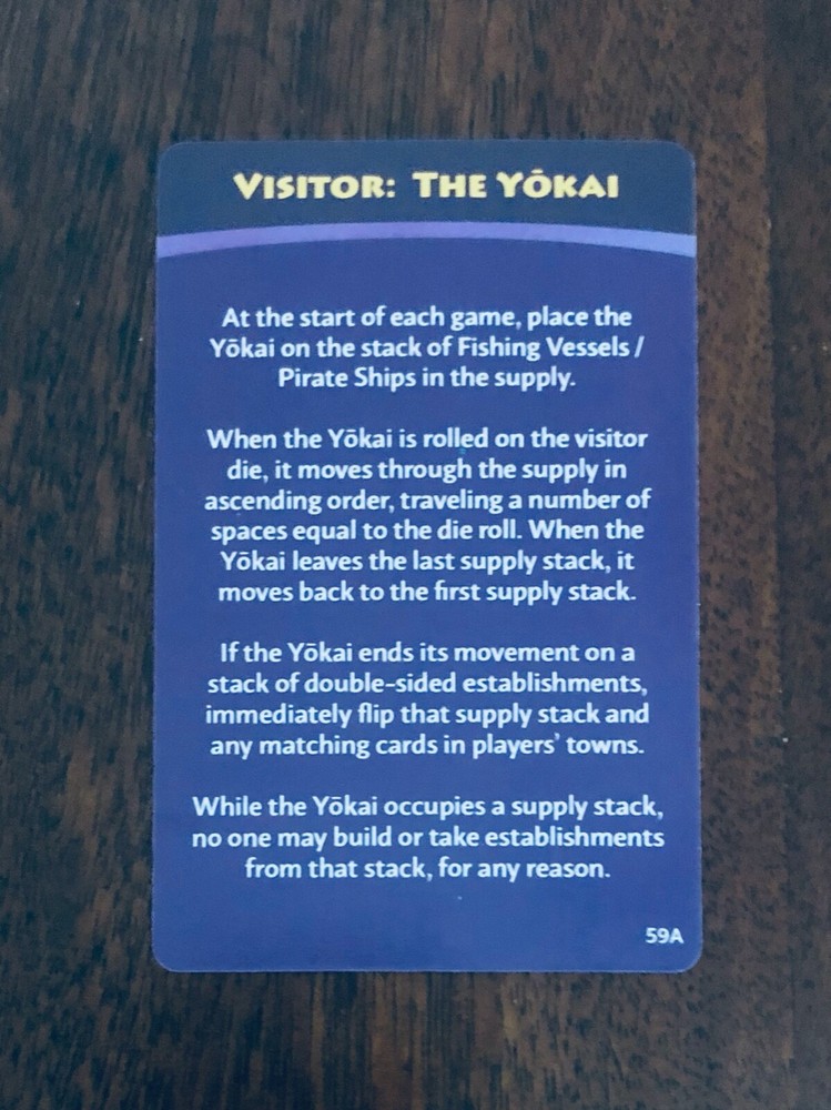 Machi Koro Legacy | Visitor: The Yokai Rule Card | Replacement/Extra Game Piece