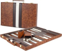 Backgammon Set, 15 Inches Classic Board Game with Leather Case, Folding Board…