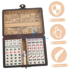 Vintage Chinese Mahjong Set Traditional 144 Tiles Mah-Jong Game Set w/ Case Box