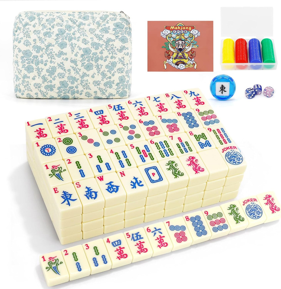 American Mahjong Game Set, 166 Premium Tiles, 1.2-Inch Mahjong Tile Set