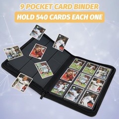 Foalgo 9 Pocket Card Binder, Premium Zip 13.5 x 10 x 1.7 inches, black540