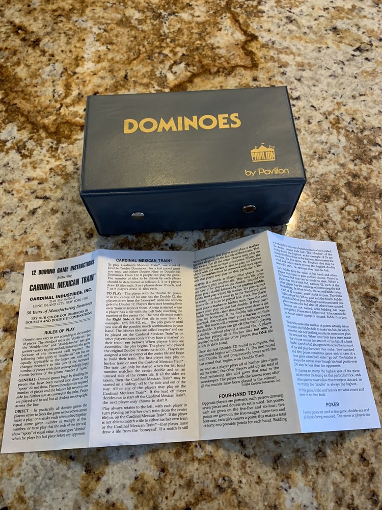 Double Nine Domino Set Color Dot ’92 Pavilion 55 Pc Gray Vinyl Case instructions
