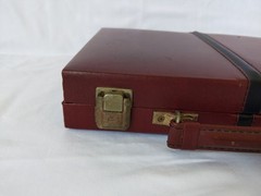 Vintage MR MAN Backgammon Board Game Leather Travel Case Box Brown Briefcase