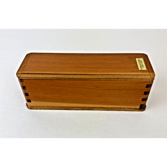 Vintage Cribbage Dominoes Game Set Double 6 Metal Dot Wood Box Japan