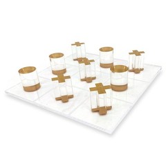 Luxury Acrylic Tic Tac Toe Game Clear Board Gold Pieces Coffee Table Decor