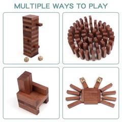 54PCS Wooden Tumbling Tower Stacking Game for Kids, Adults, and Families