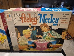 Vintage 1967 Milton Bradley Feeley Meeley Game #4770 Box Poor 23 Cards, 25 Objec