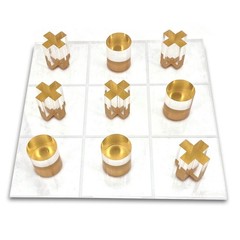 Luxury Acrylic Tic Tac Toe Game Clear Board Gold Pieces Coffee Table Decor