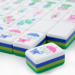 NEW! Vibrant Layered Mahjong Tiles – Full American Set 160Tiles – Green Monkey