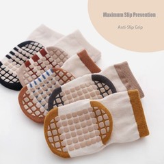 5 Pairs Baby Little Kids AntiSlip Socks Cotton Non Skid Ankle Socks Animals