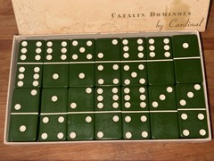 1940s Catalina Dominoes by Cardinal GREEN No. 500 With Original Box. Very Nice