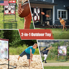 2-In-1 Football & Baseball Toss Game for Kids Ages 3-8 – Outdoor Garden Toy for