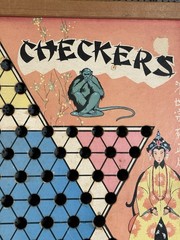 Vintage Whitman #5334 Chinese Checkers Game Board – 1944 – Wood Frame Lithograph