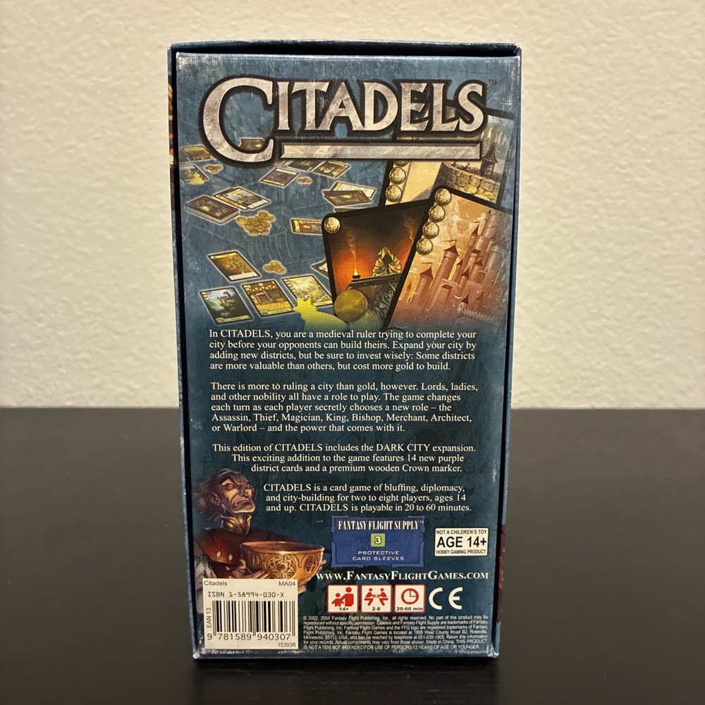 NEW Citadels Card Game w/ Dark City Expansion by Bruno Faidutti 2004 OPEN BOX