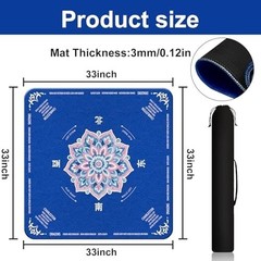 Mahjong Mat for Table 31.5″X31.5″ Rubber American Mahjong Mat with Rules, Non Sl
