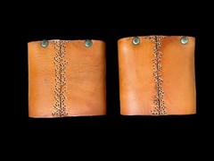 Vintage Backgammon Game Hand Tooled Leather Wood Wooden Brass Piece Hand Made