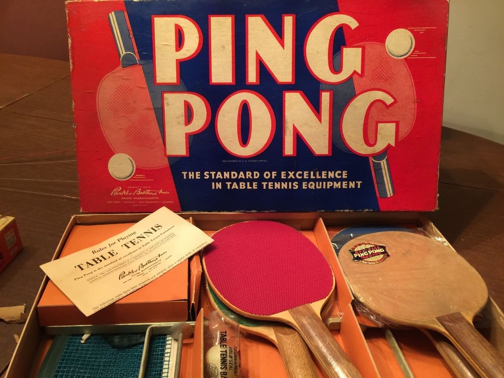 1956 Parker Brothers Ping Pong Table Tennis Set WOW