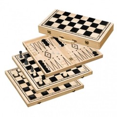 Chess Backgammon Checkers Set – Field 50mm – With Carry Handle