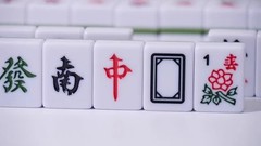 Compact Mahjong Set – 144 Melamine Tiles + 8 Blanks, Travel Size with Handbag