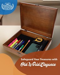 WE Games Old World Wooden Box with 12.125 x 9.625 x 3 inches, Walnut Finish