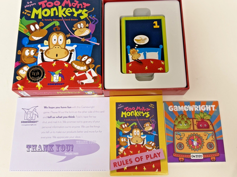 Too Many Monkeys “A Totally Bananas Card Game” Gamewright 100 Complete VG