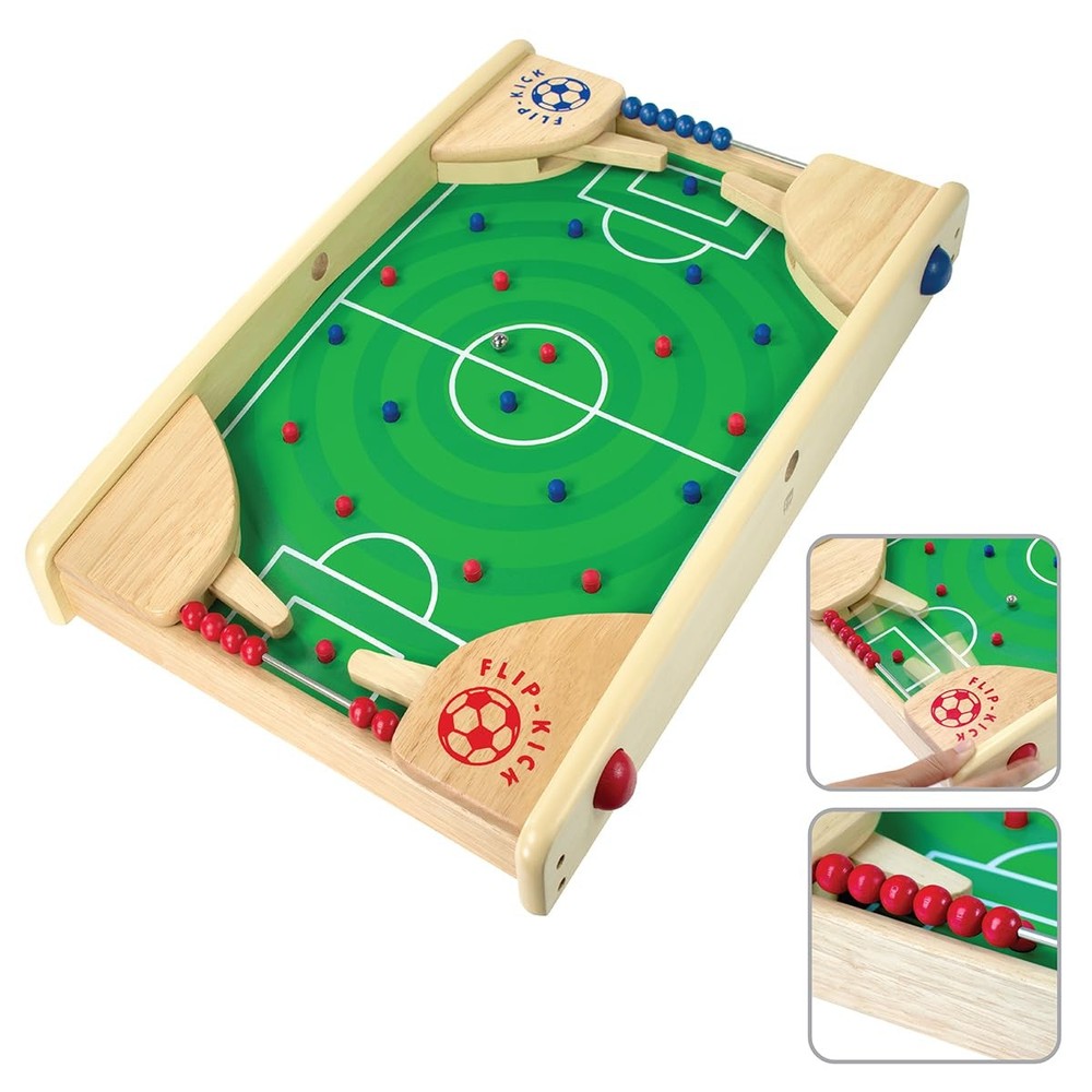 Flipkick: Wooden Tabletop Football/Soccer Pinball Games, Indoor Portable Sport