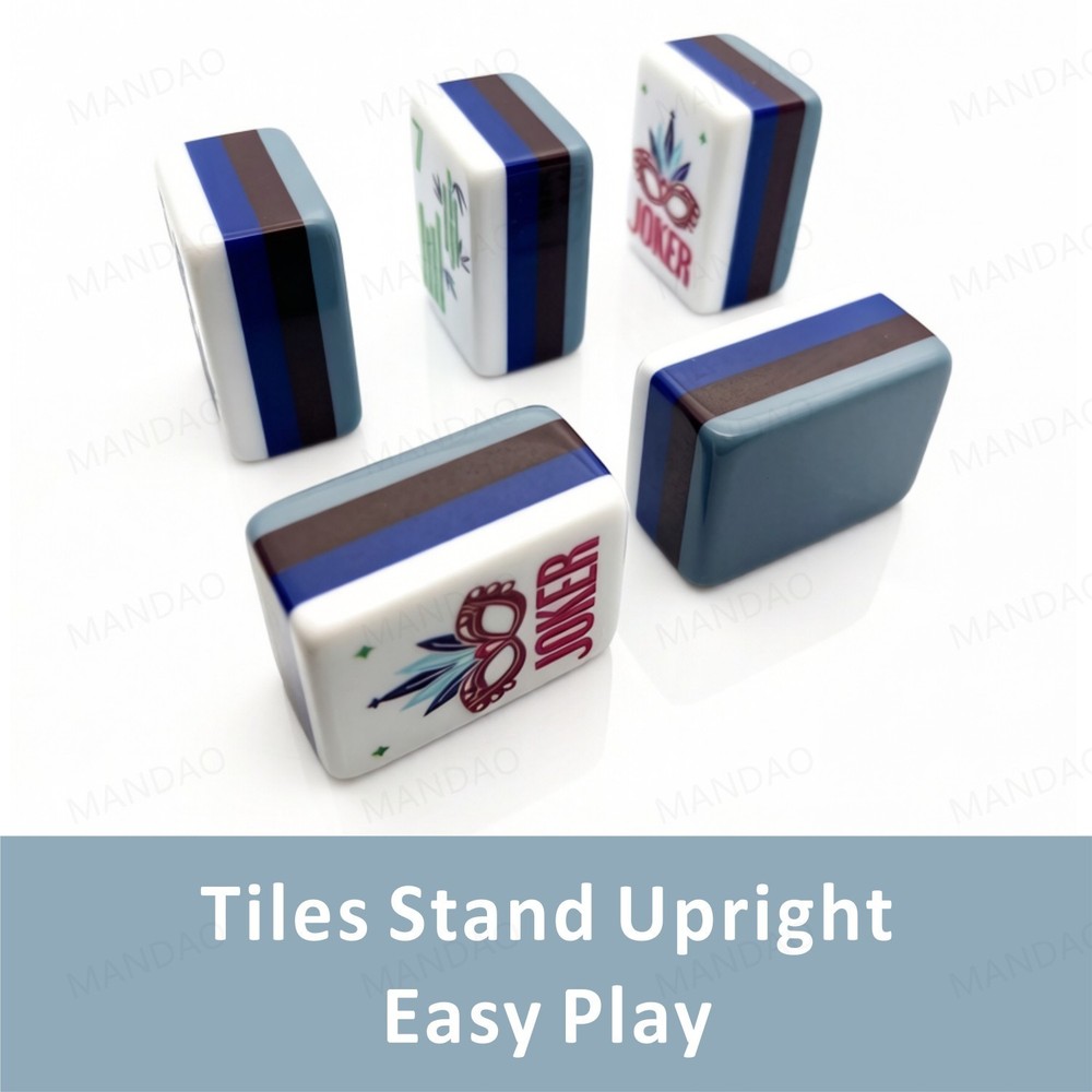 NEW! Vibrant Layered Mahjong Tiles – Full American Set 160Tiles – Gray-blue