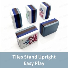 NEW! Vibrant Layered Mahjong Tiles – Full American Set 160Tiles – Gray-blue